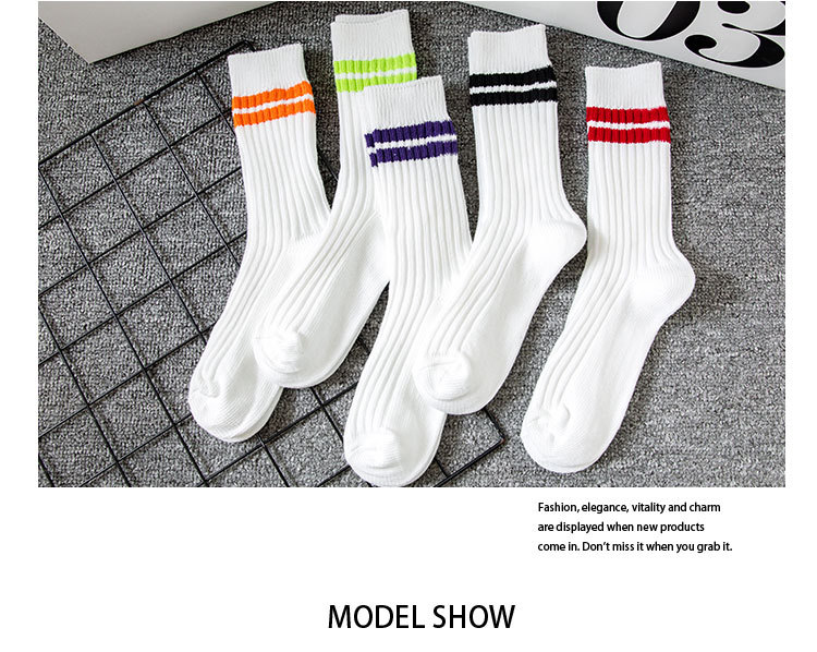 Meias Altas de Algodão Listradas