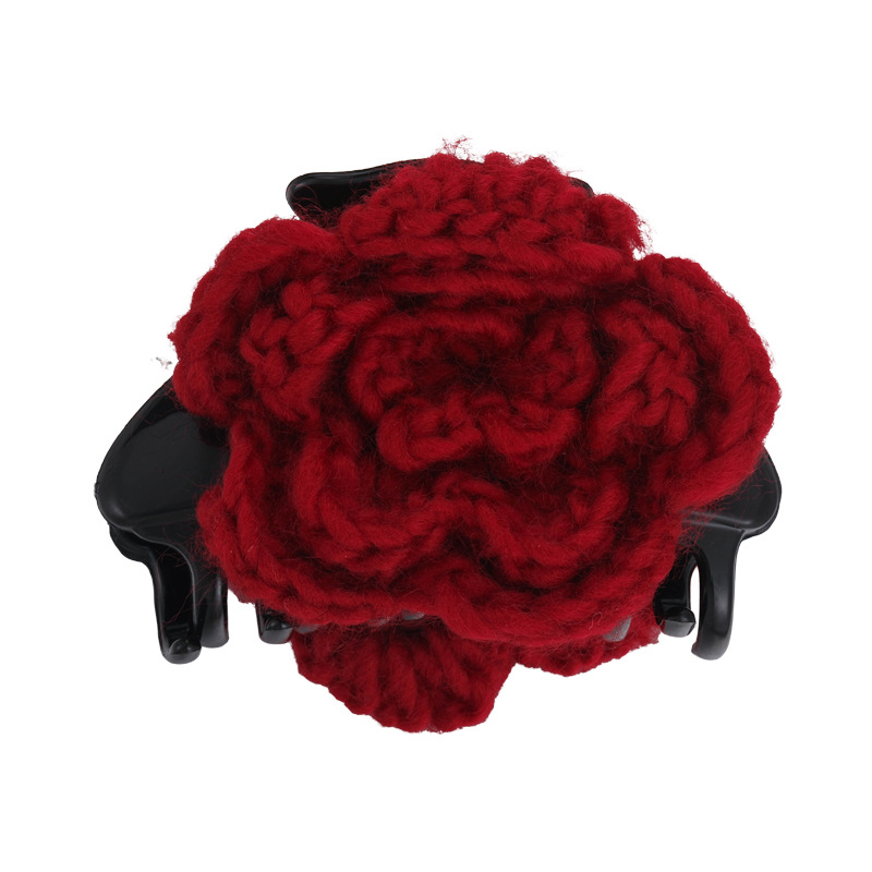 Set Ac de Păr și Bandă Elastică cu Trandafir Roșu Tricotat