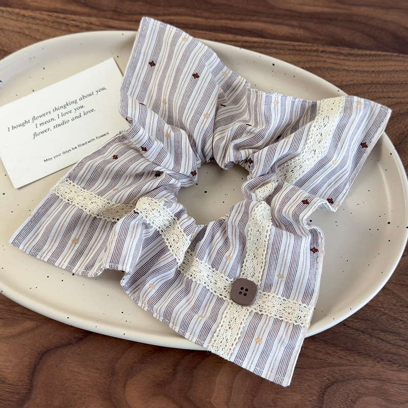 Färgglada Randiga Spetsstoff Hårband och Hårsnoddar