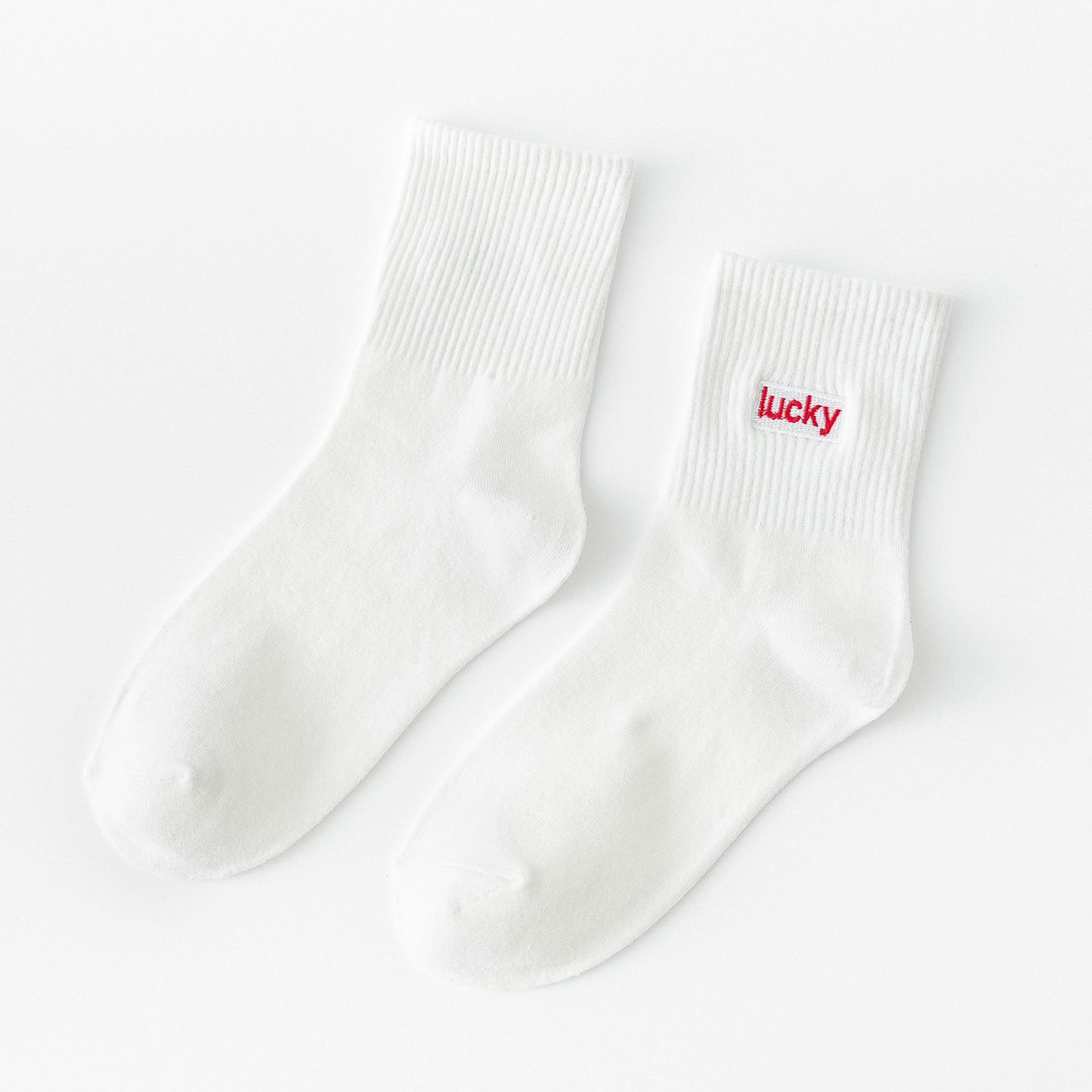 Meias Mid-Calf Bordadas com Letras