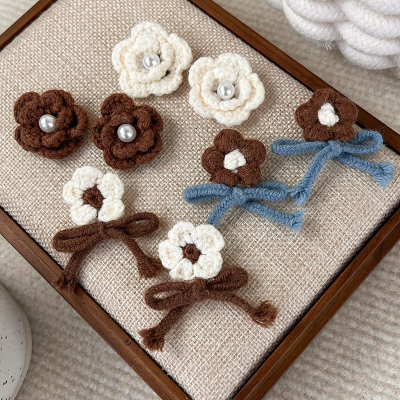 코바늘 진주 꽃 귀걸이