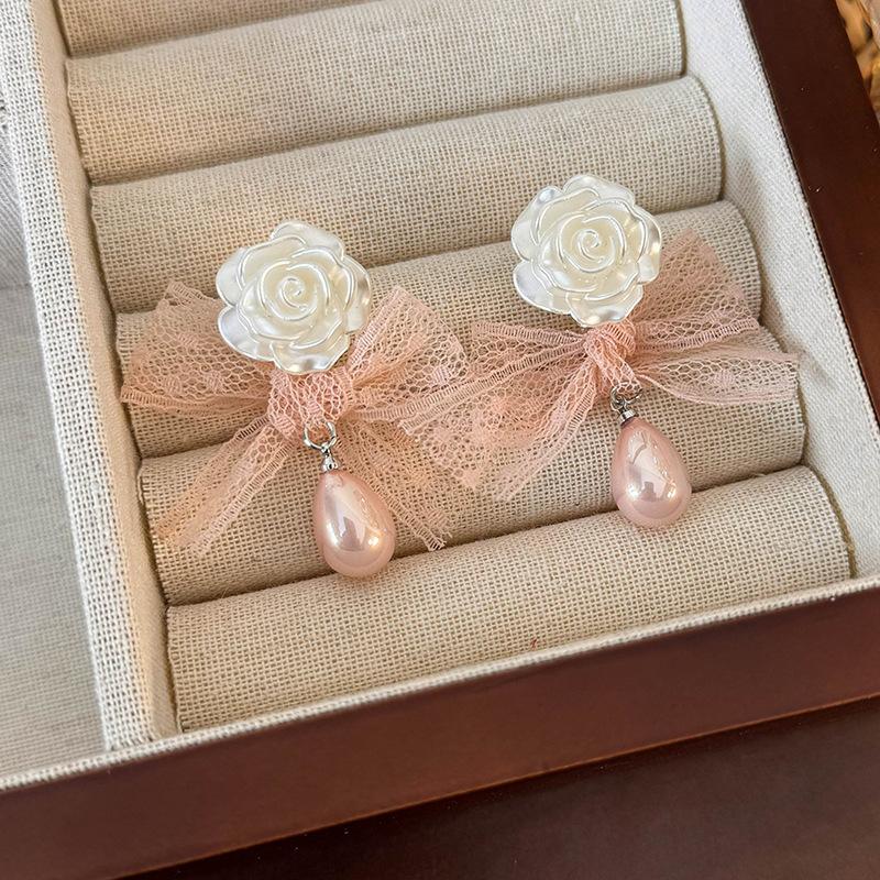 메쉬 플라워 이어링