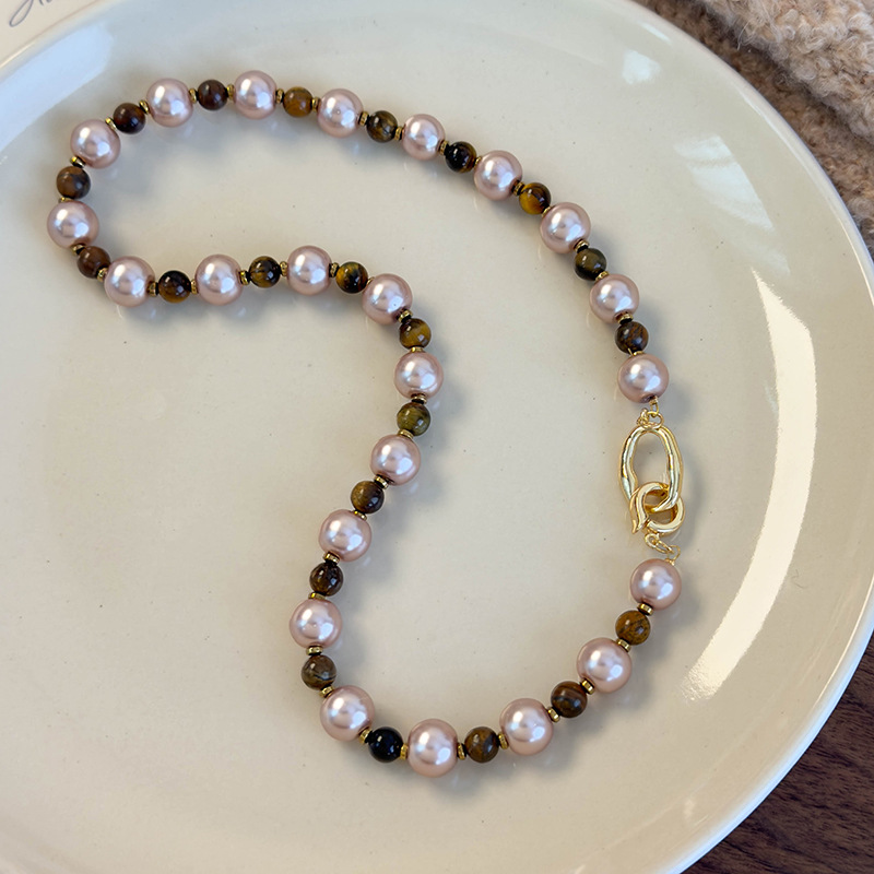 Retro Geometryczna Imitacja Perłowej Naszyjnik