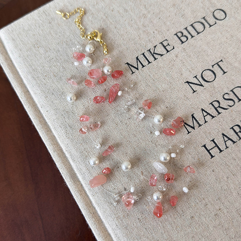 Collana Donna Pietra Naturale Rosa