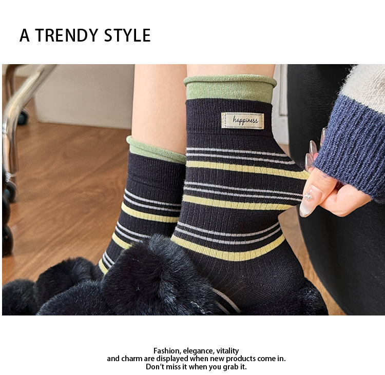 Dámské Žebrované Pruhované Podkolenky Slouch