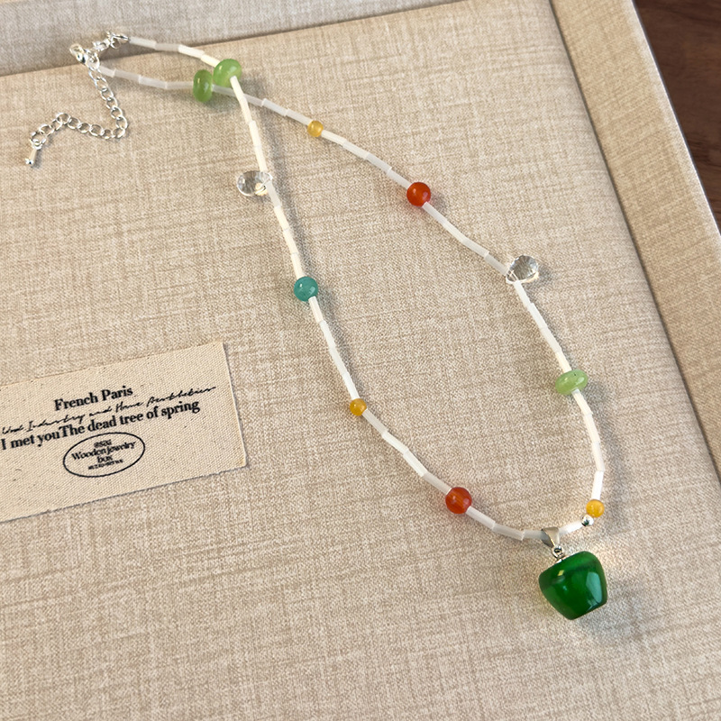 Намисто з Зеленим Яблуком Котяче Око