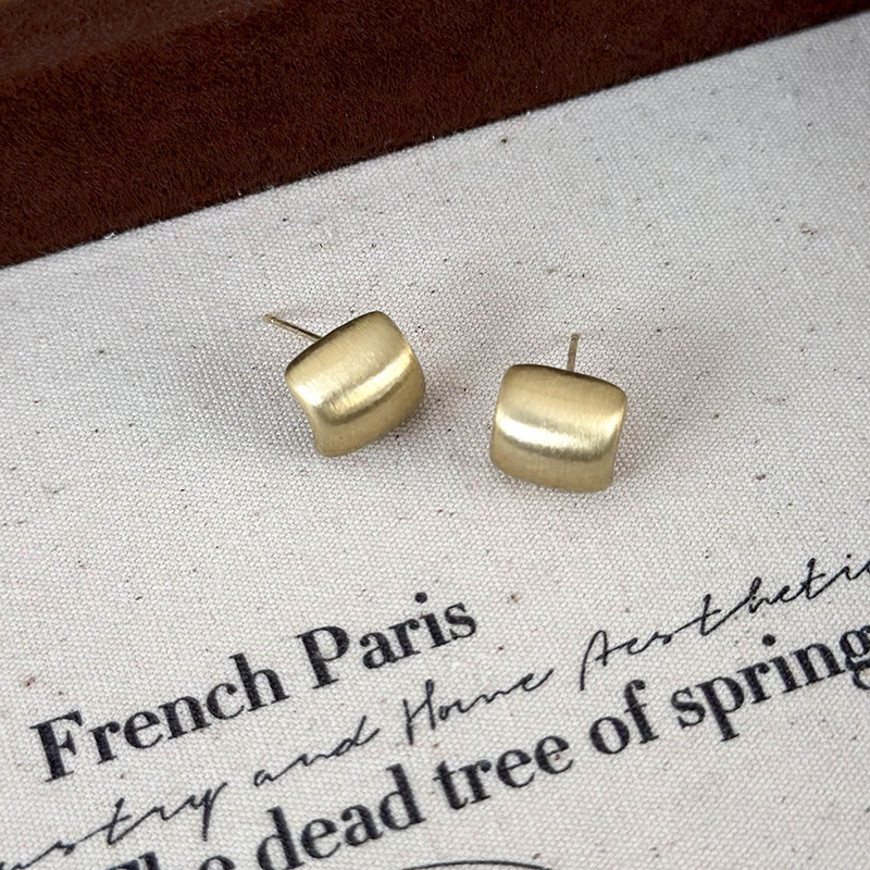 브러시드 메탈 매트 기하학 귀걸이