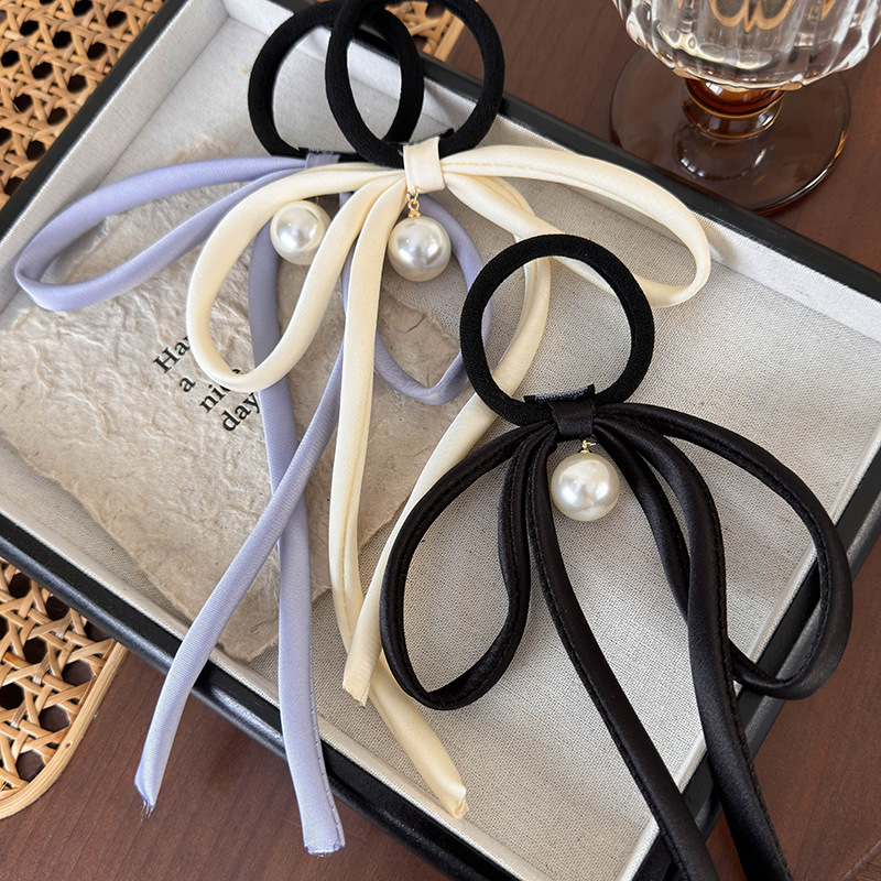 Fransk Hårsnodd med Rosett och Pärla