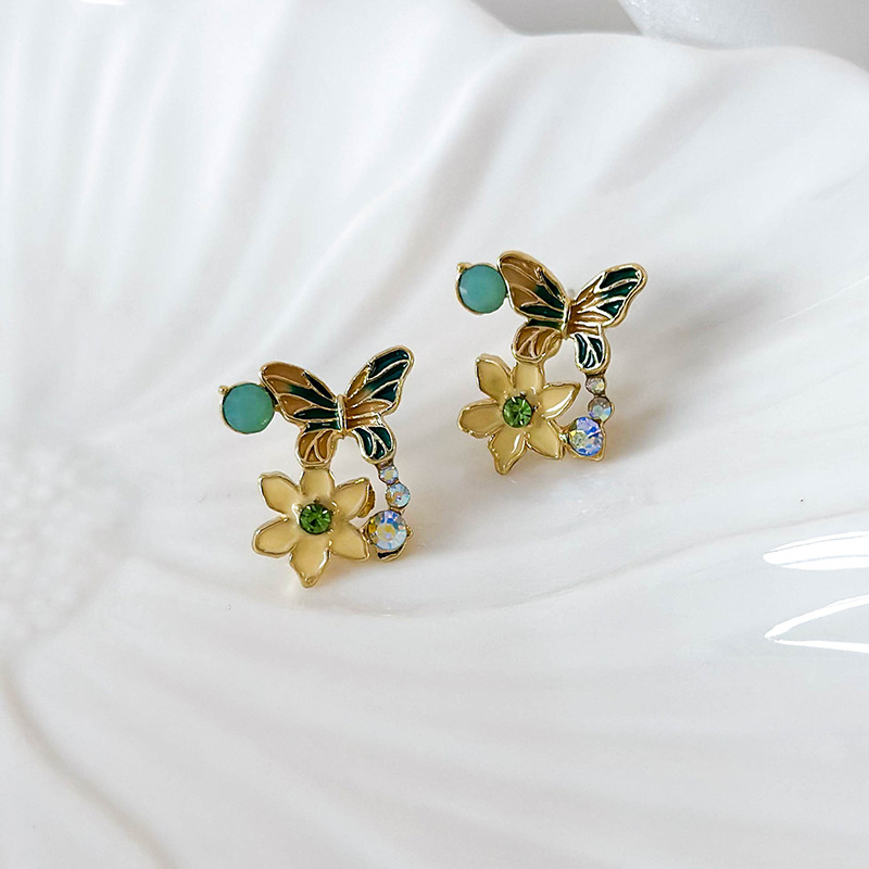 Orecchini Farfalla Fiore Smaltato Vintage