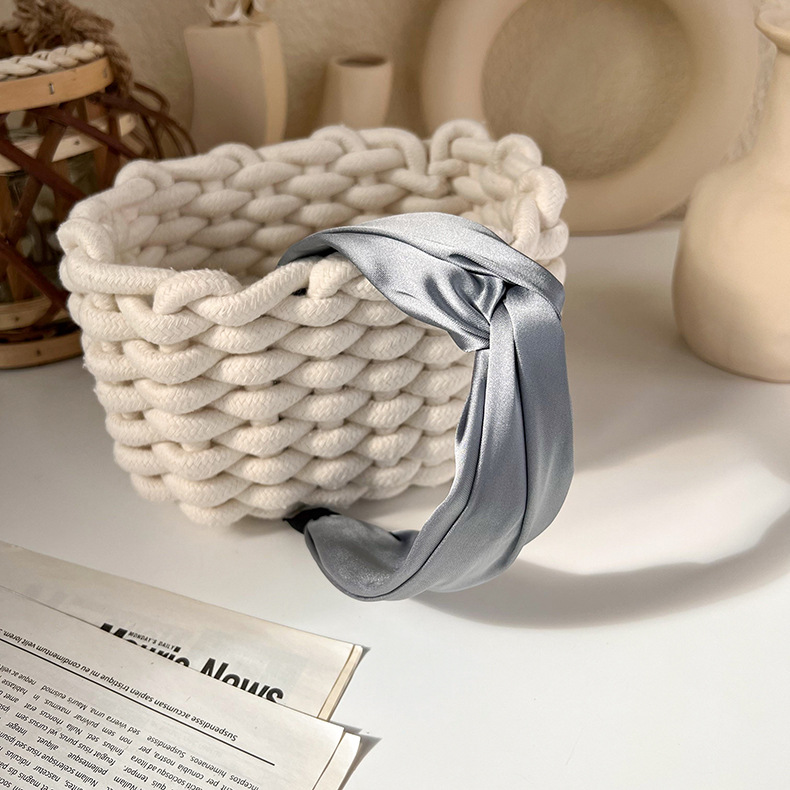 Bandă de Păr Tricotată Gri