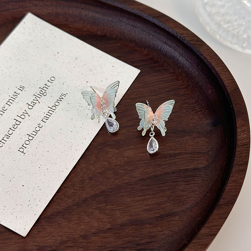 Přechodové Růžové Motýlí Náušnice