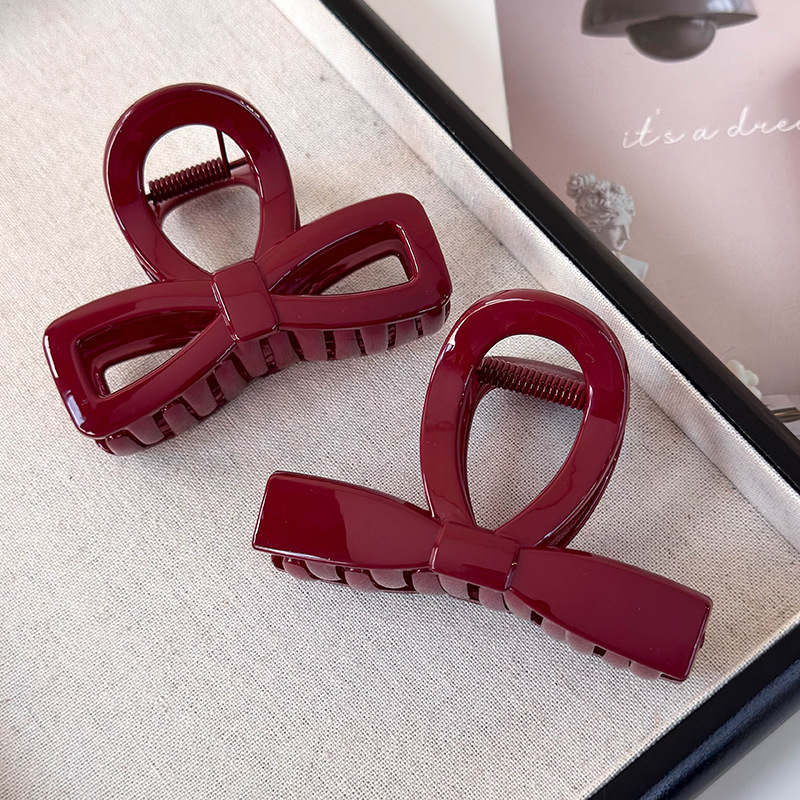 Czerwona i Czarna Spinka do Włosów z Kokardą