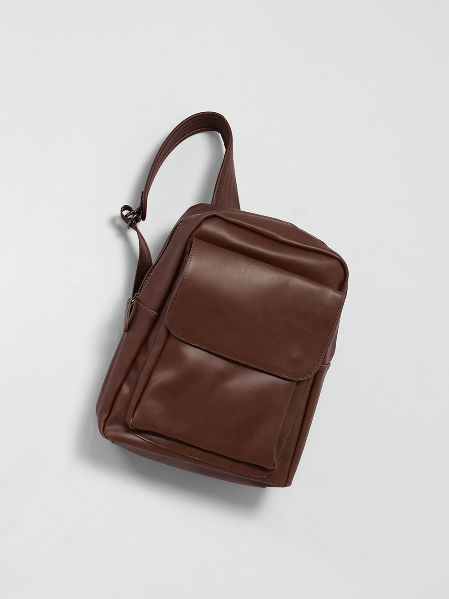 크레이지 호스 가죽 유니섹스 백팩