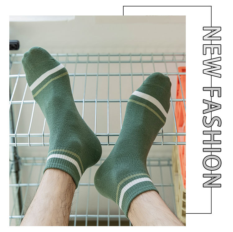 Чоловічі спортивні смугасті шкарпетки-невидимки з бавовни