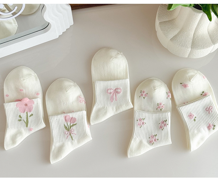 Meias Tornozelo Femininas Florais