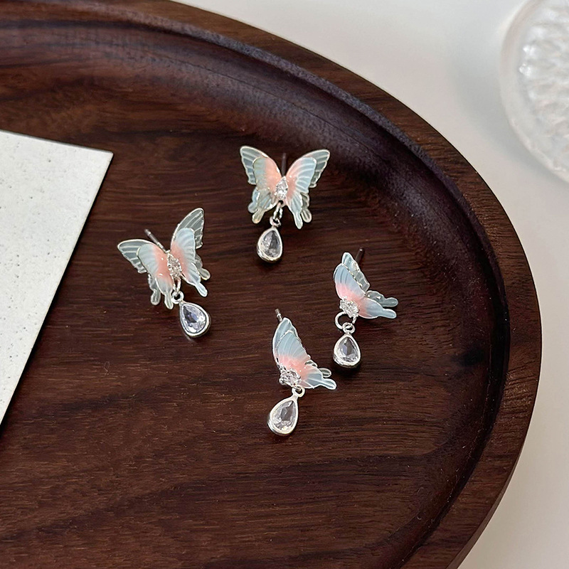 Přechodové Růžové Motýlí Náušnice