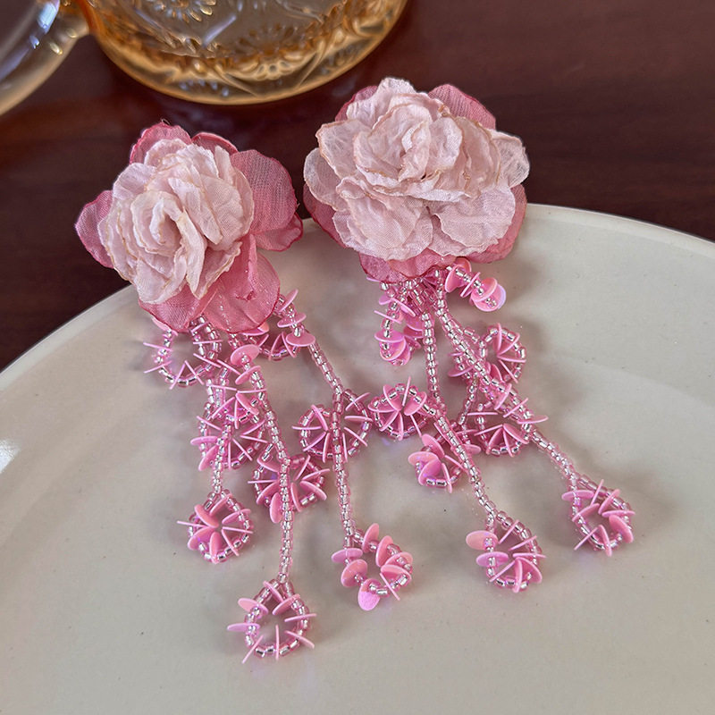 메쉬 플라워 이어링