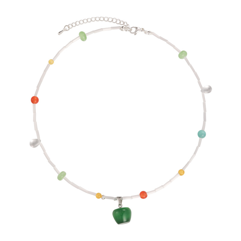 Намисто з Зеленим Яблуком Котяче Око