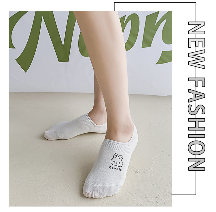 곰 캐릭터 프린트 노쇼 앵클 양말