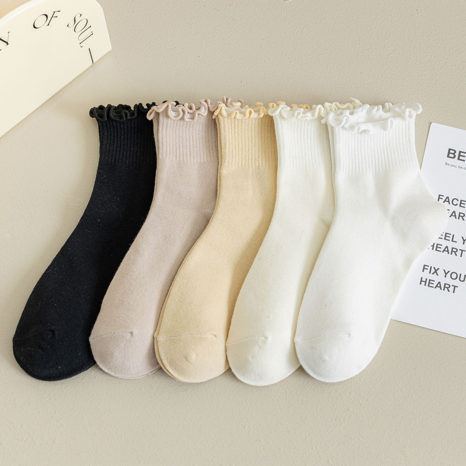 ถุงเท้ายาวครึ่งน่องผ้าฝ้ายสำหรับผู้หญิง