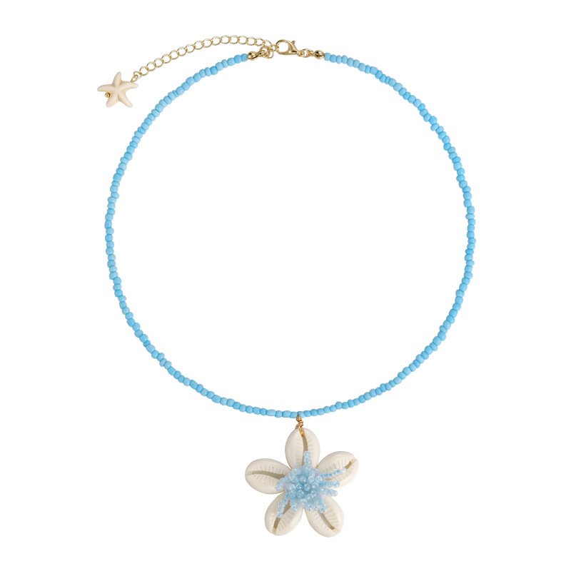 Блакитне намисто з пальмою та намистинами