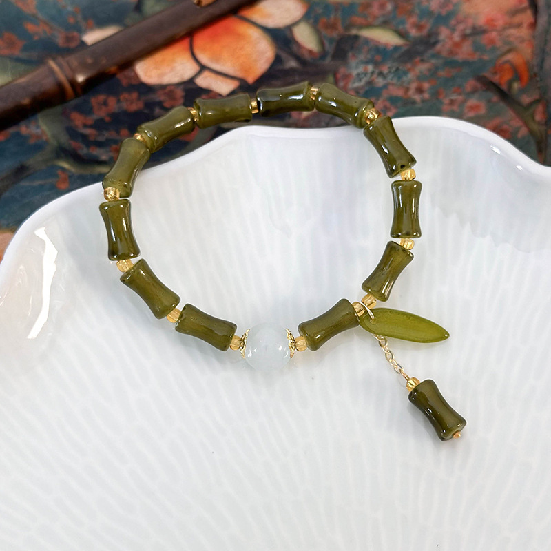 대나무 매듬 캣츠아이 비즈 팔찌