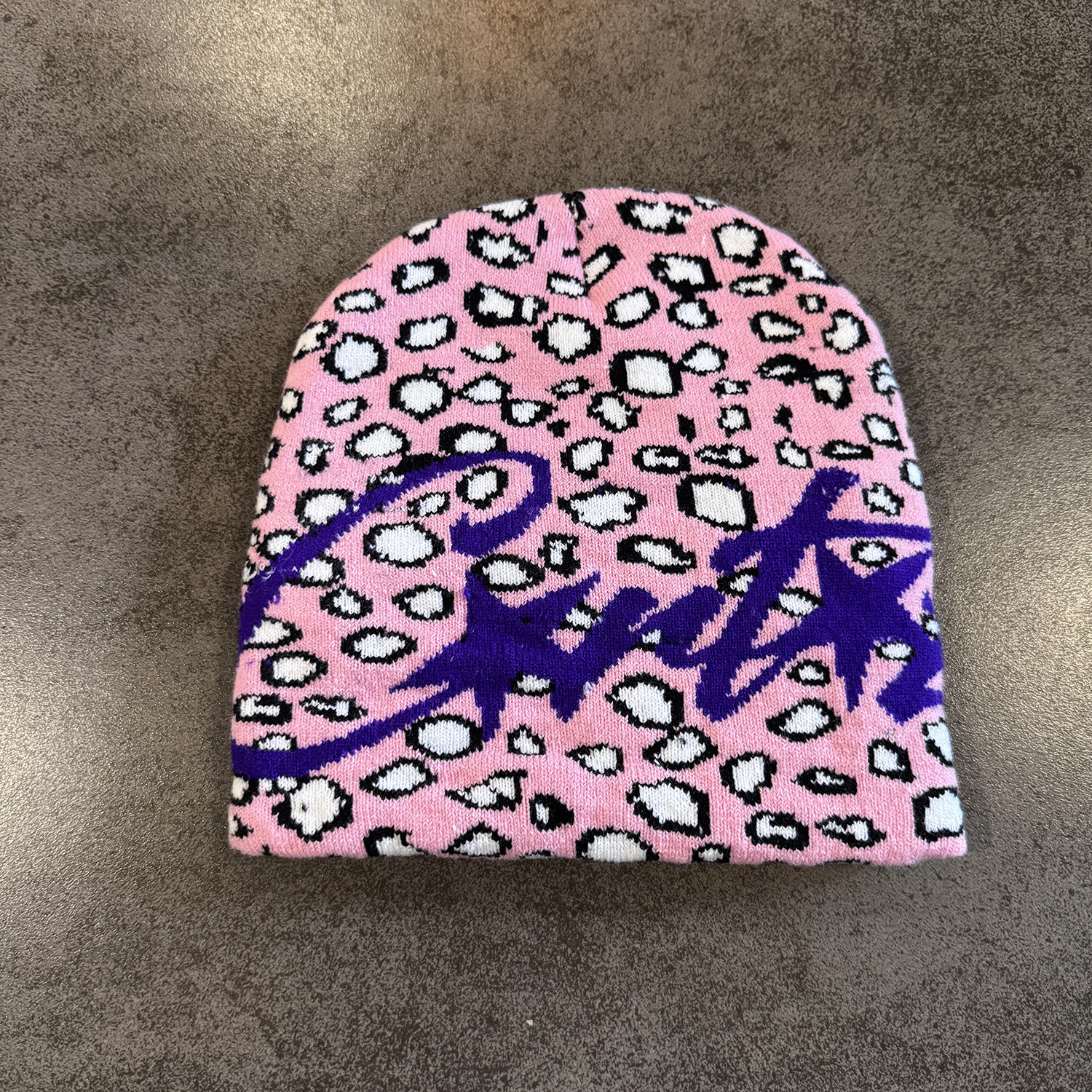 Gorro de Malha Jacquard Estampado Leopardo