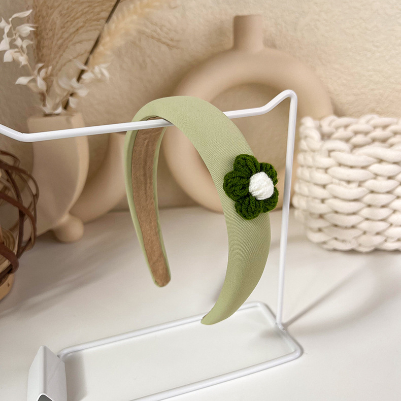 Băng Đô Rộng Dệt Màu Xanh Cổ Điển có Nơ