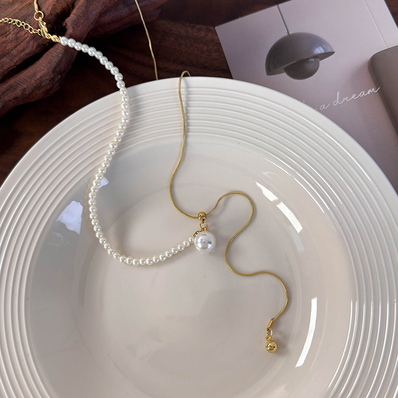 펄 스네이크 체인 목걸이