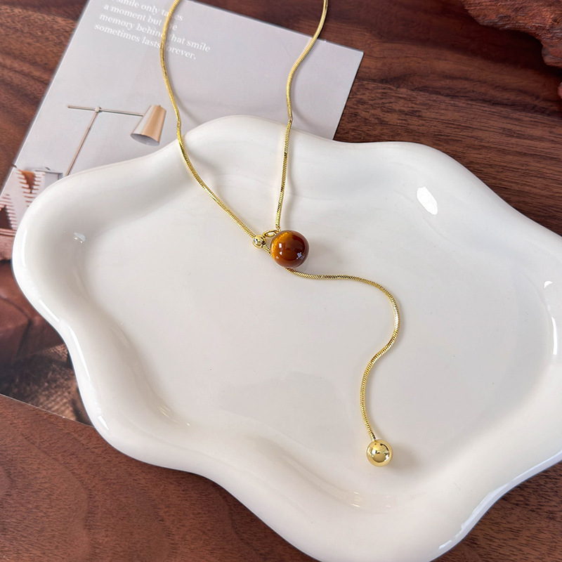 Dây chuyền dài Tiger's Eye điều chỉnh được