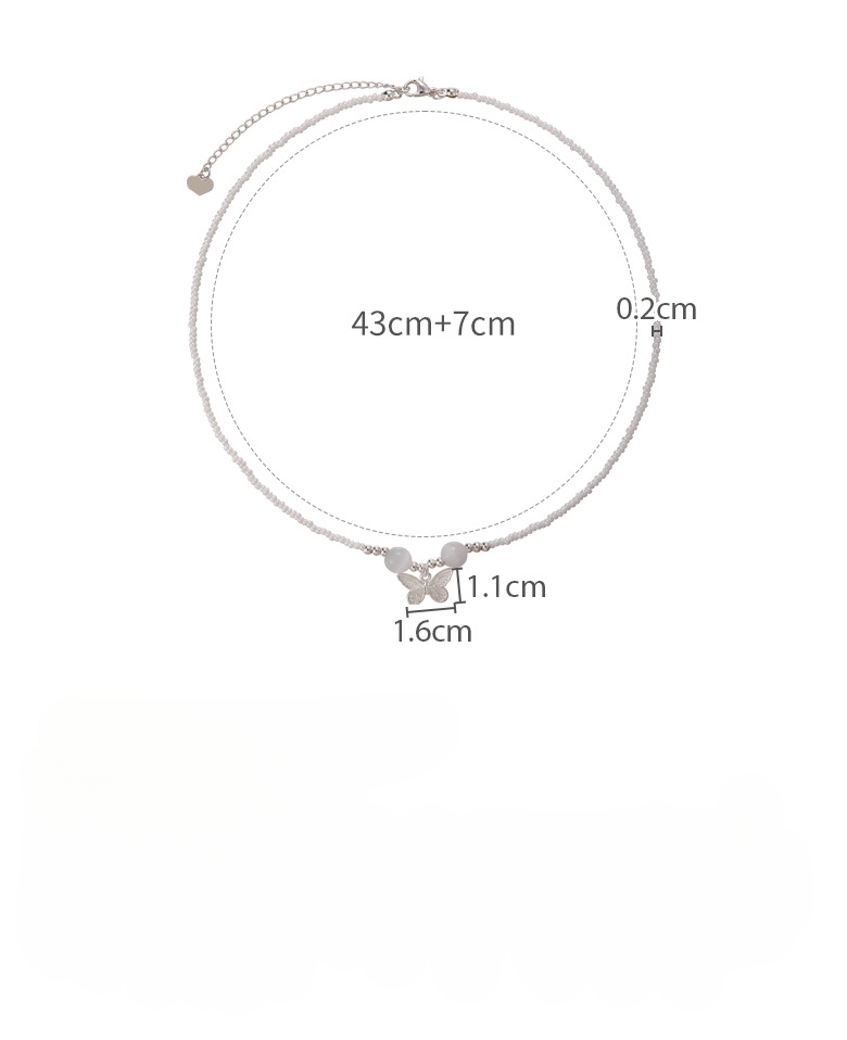 Kalung Kupu-Kupu Manik Putih