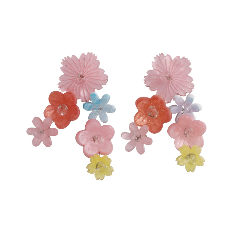 플라워 비즈 술 귀걸이