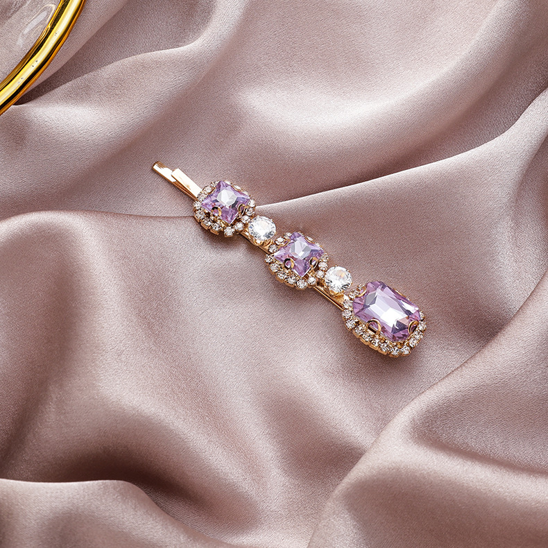 Agrafă de Păr Vintage cu Perlă Mov și Strass