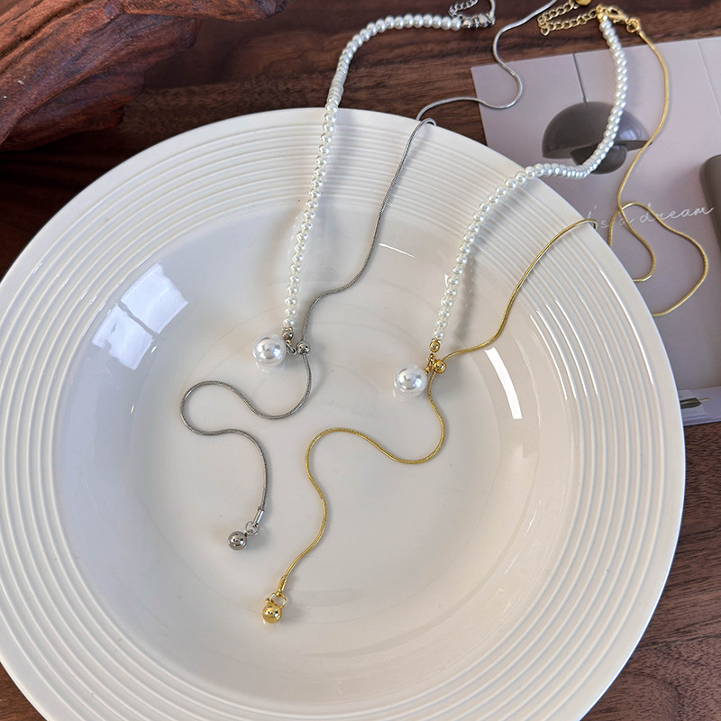 펄 스네이크 체인 목걸이