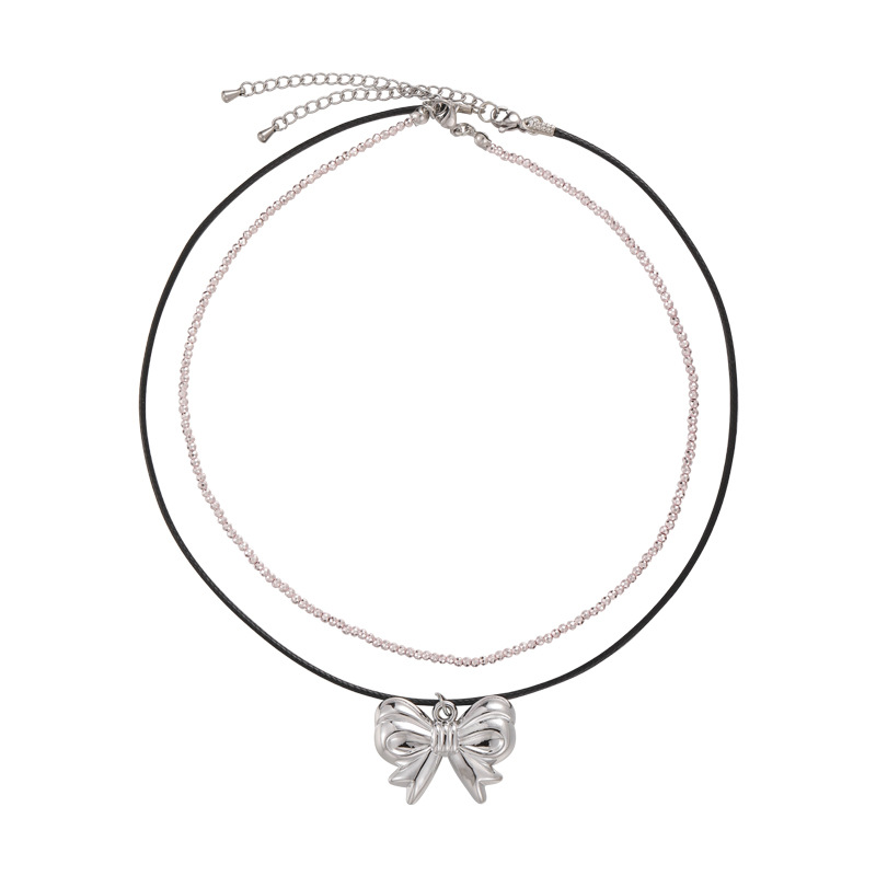 Collier Nœud Argenté Métallique