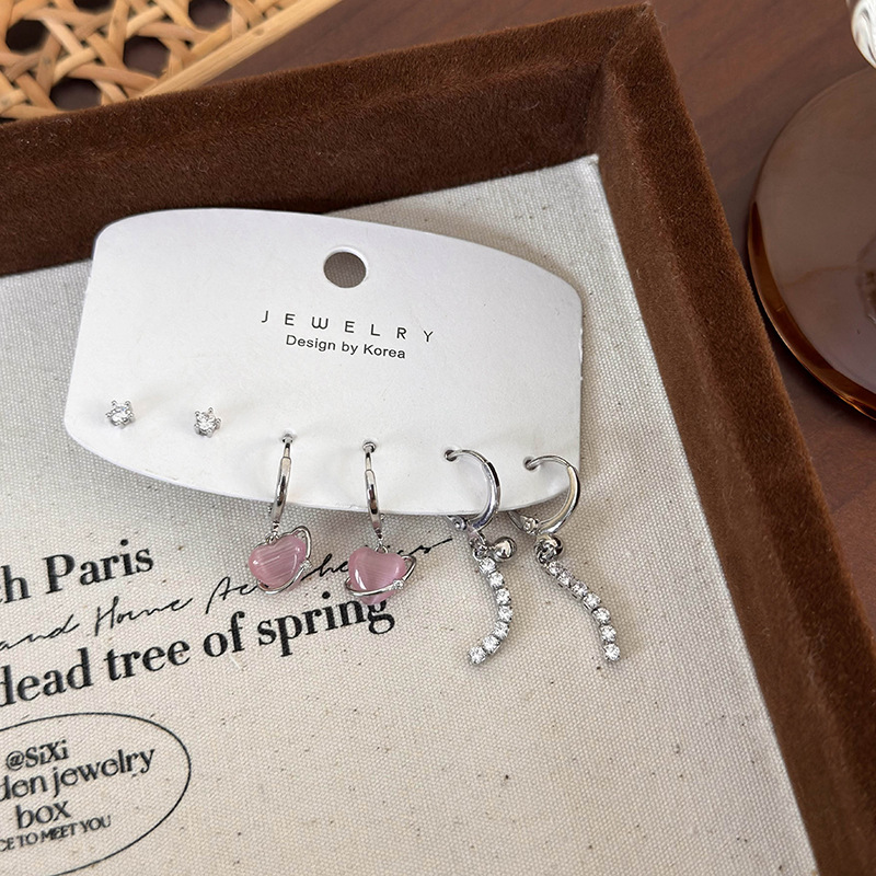 Набір Сережок Рожеве Серце 6 Штук