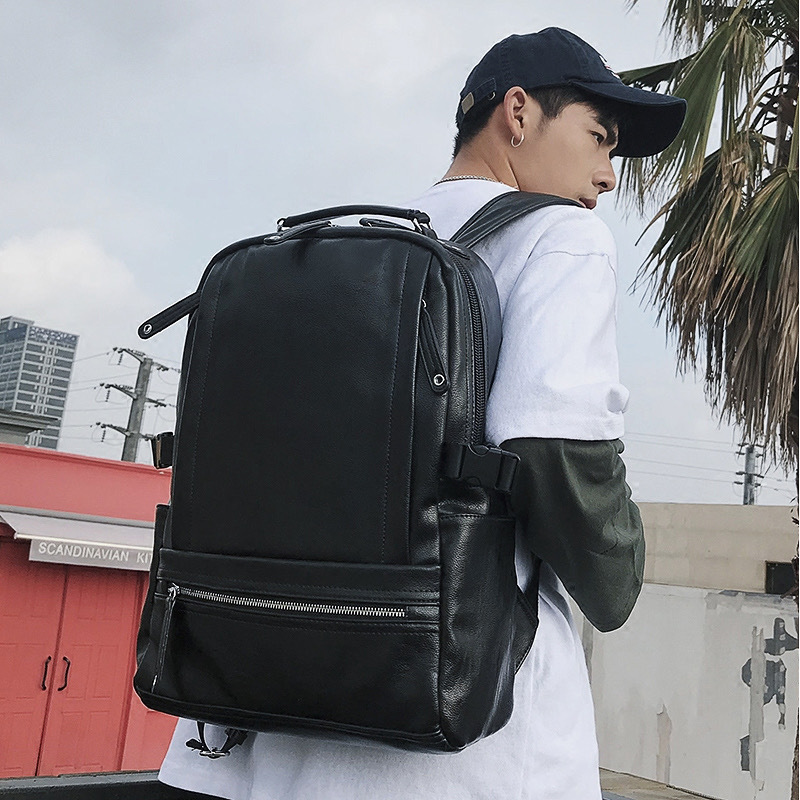 소프트 가죽 대용량 여행 백팩