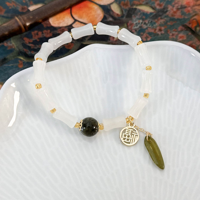 대나무 매듬 캣츠아이 비즈 팔찌