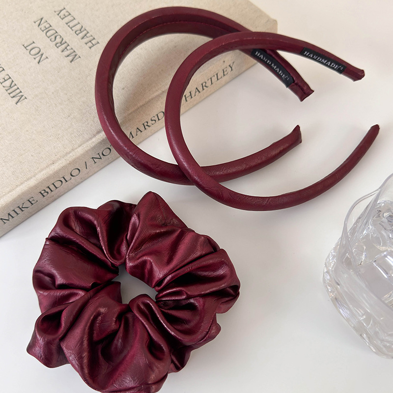 Ac de Păr și Scrunchy din Piele Ecru Înaltă