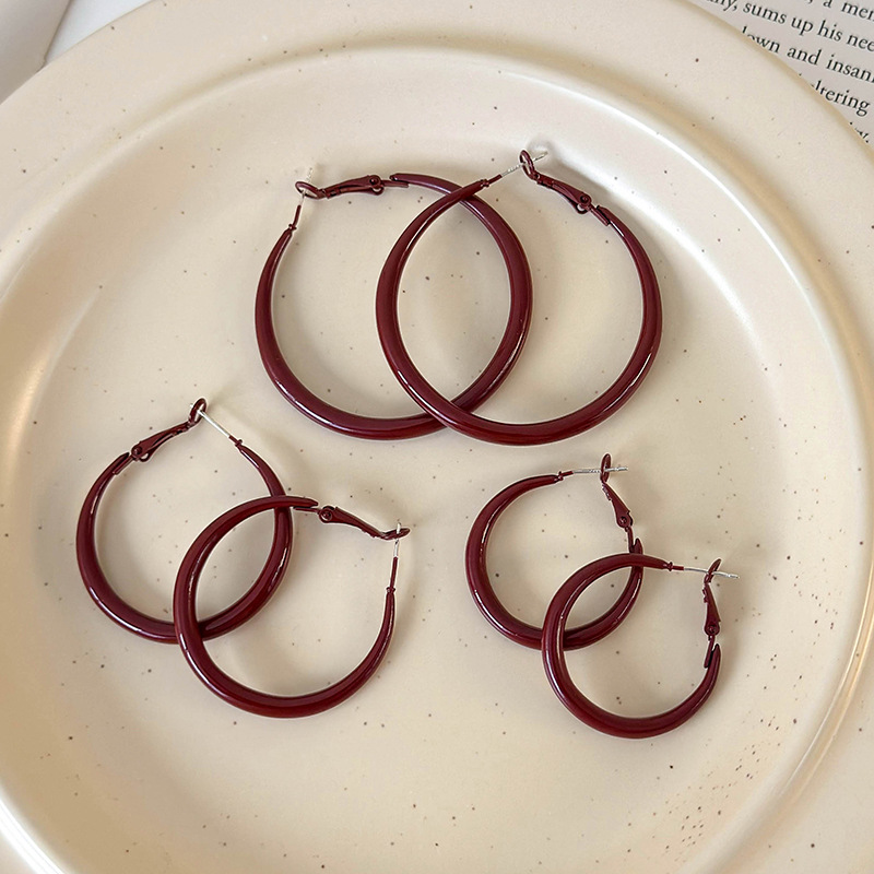 Brincos de Argola Vermelho Vintage