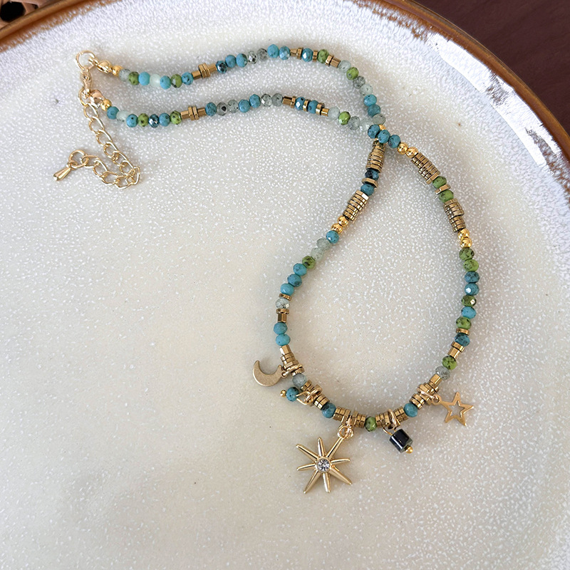 สร้อยคอโบฮีเมียนดอกทานตะวันเรขาคณิต