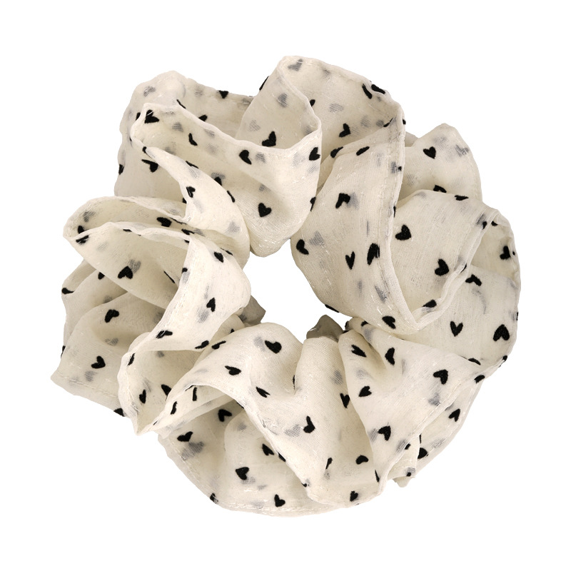 하트 물방울 레이스 메쉬 스크런치