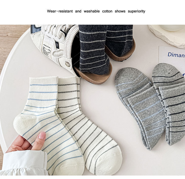 Meias de Algodão Listradas Femininas