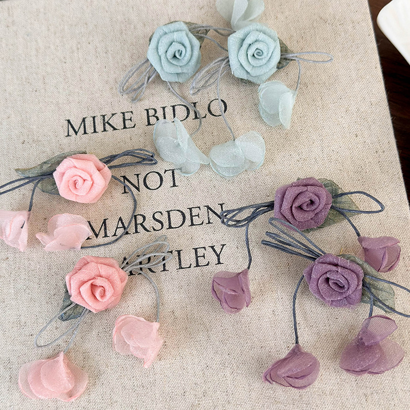 Vintage Růžové Květinové Náušnice