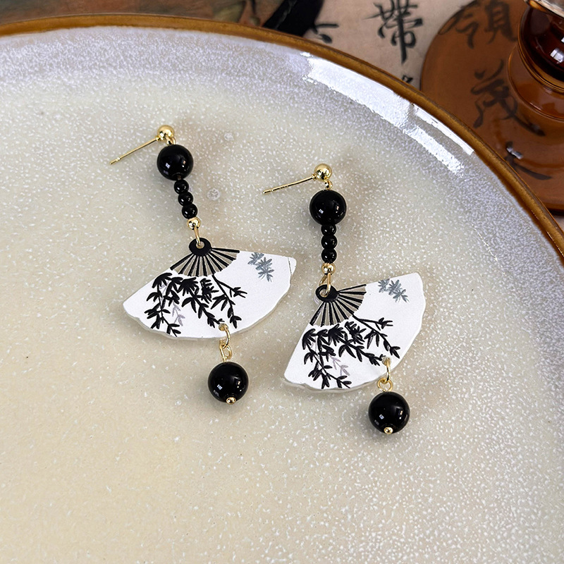 أقراط فنتج مروحة صينية صدفة شرابات