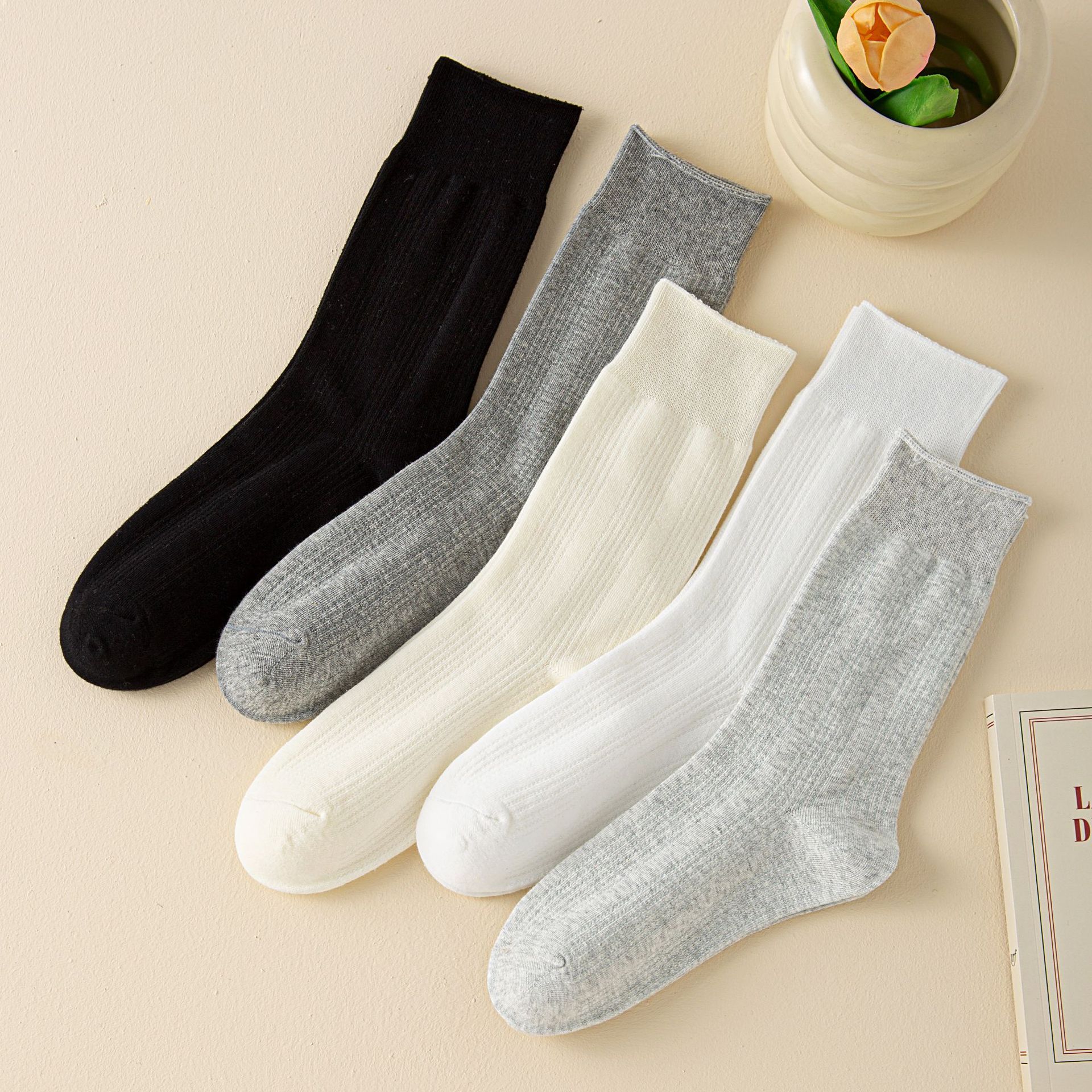 Meias de Algodão com Riscas para Mulher