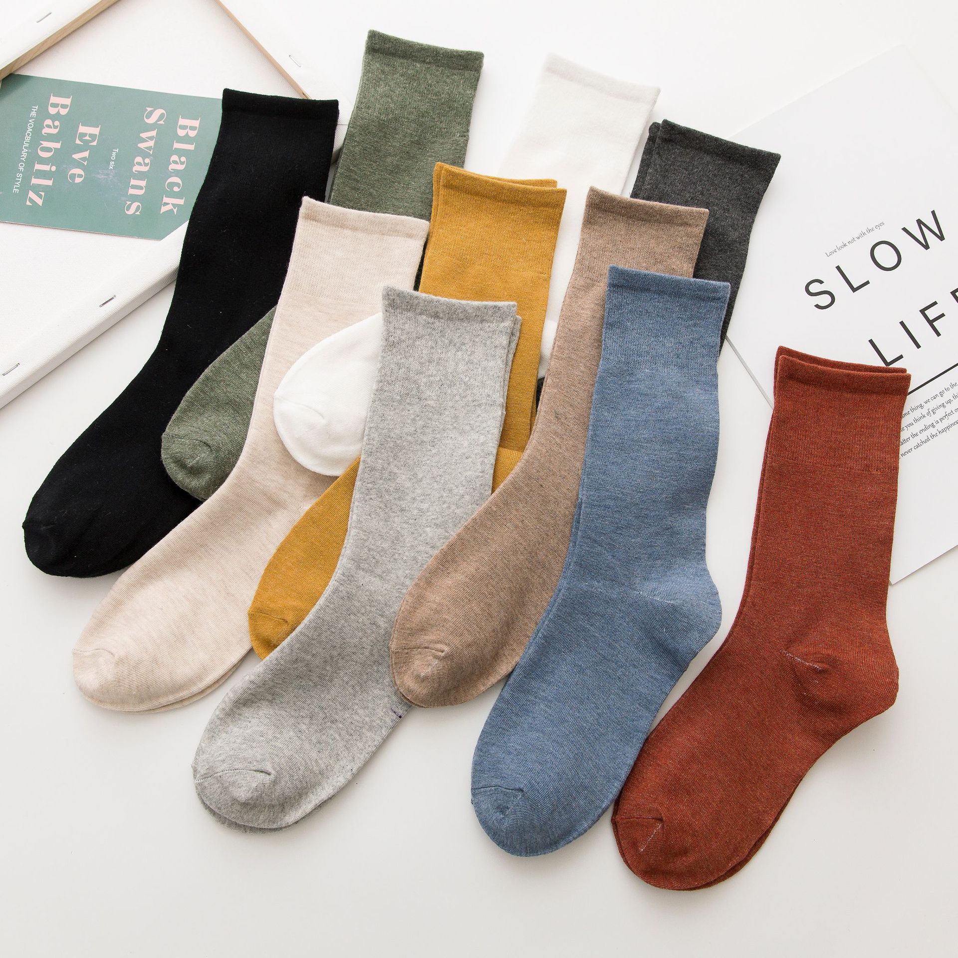 Meias Cano Médio Algodão Femininas