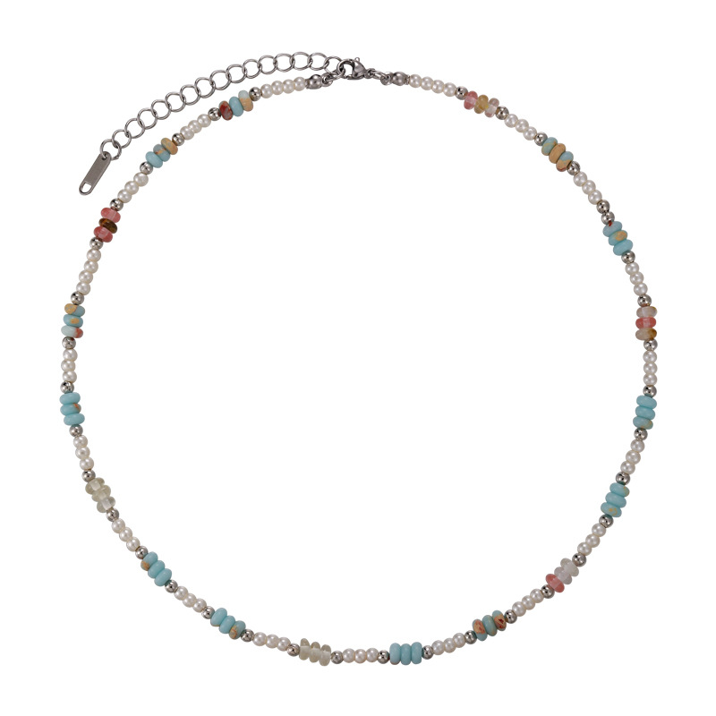 Stone Imitation Pearl Beaded Necklace