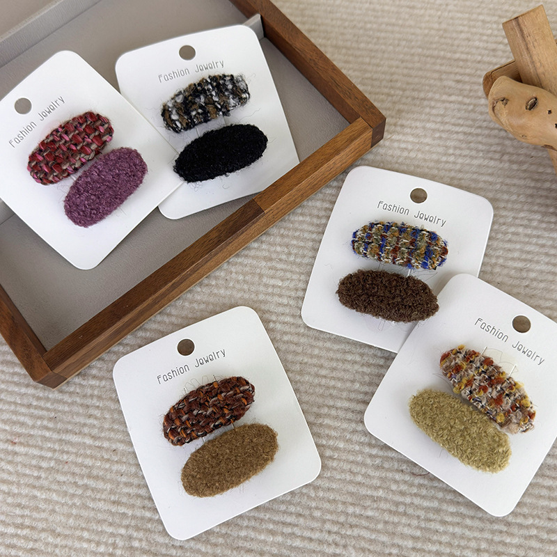 Pinzas de Pelo Ovaladas de Tweed para Niñas