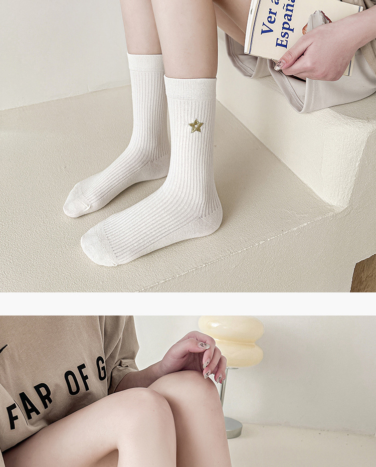 Meias Femininas Cano Médio Empilháveis